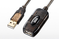 USBケーブルの規格を超えてさらに5m延長できるリピーターケーブル。