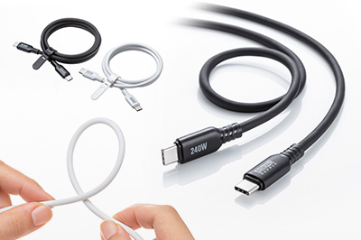 やわらかくて、からみにくい。PD240W対応の、USB2.0 Type-C シリコンケーブル。