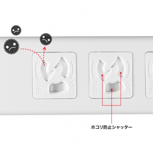 TAP-F37SH-3R / 抜け止めシャッタータップ（3P・7個口・3m）