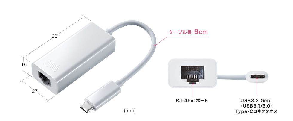 ケーブル長：9cm