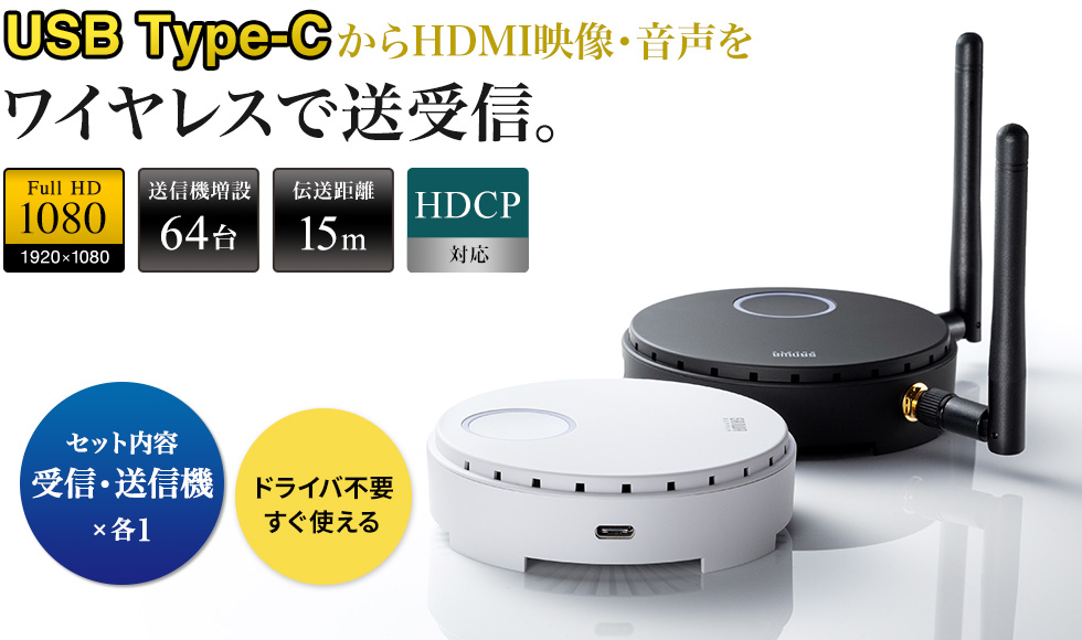 USB Type-CからHDMI映像・音声をワイヤレスで送受信